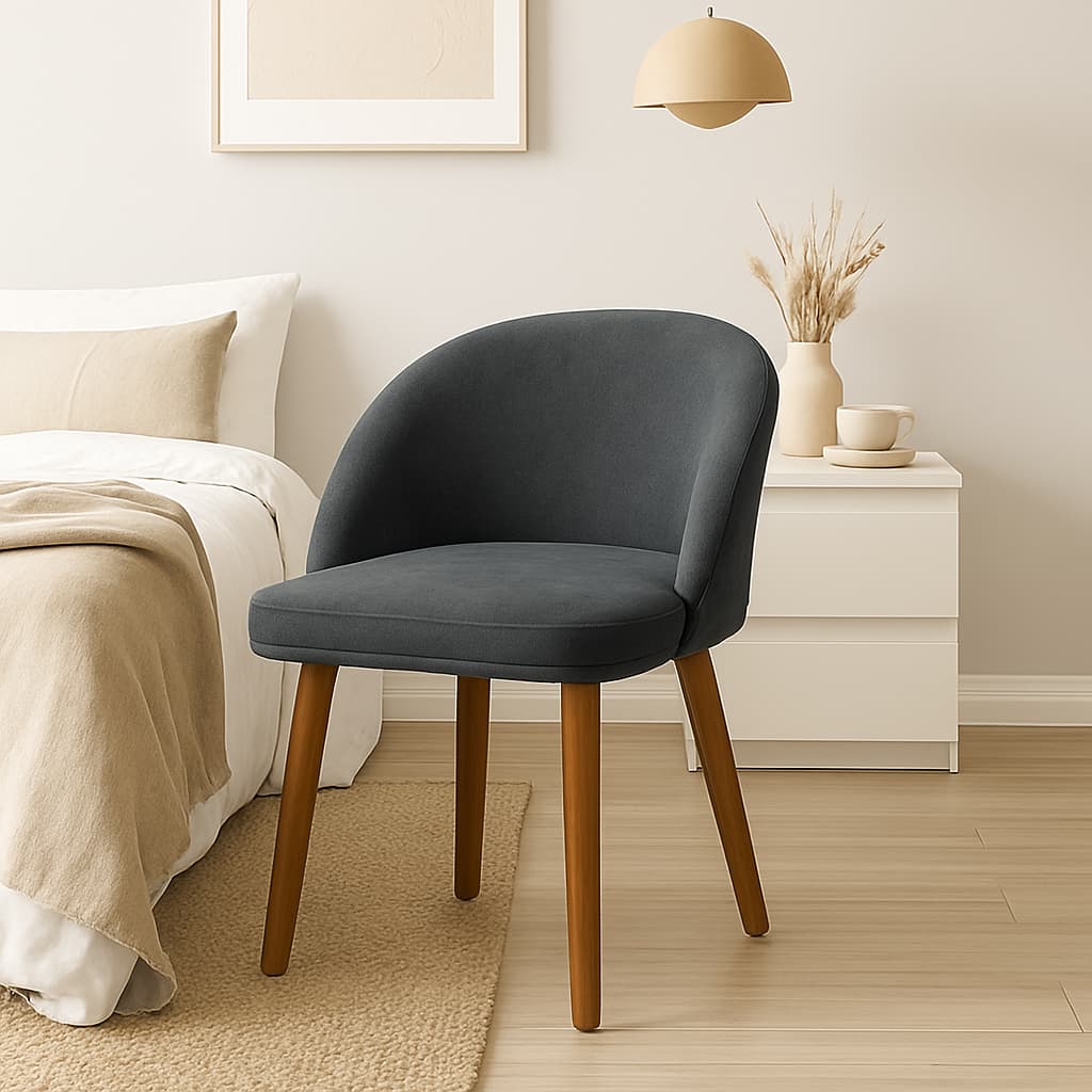 Cadeira Lua Slim Decorativa Tecido Veludo Pés Palito Sala Quarto Penteadeira