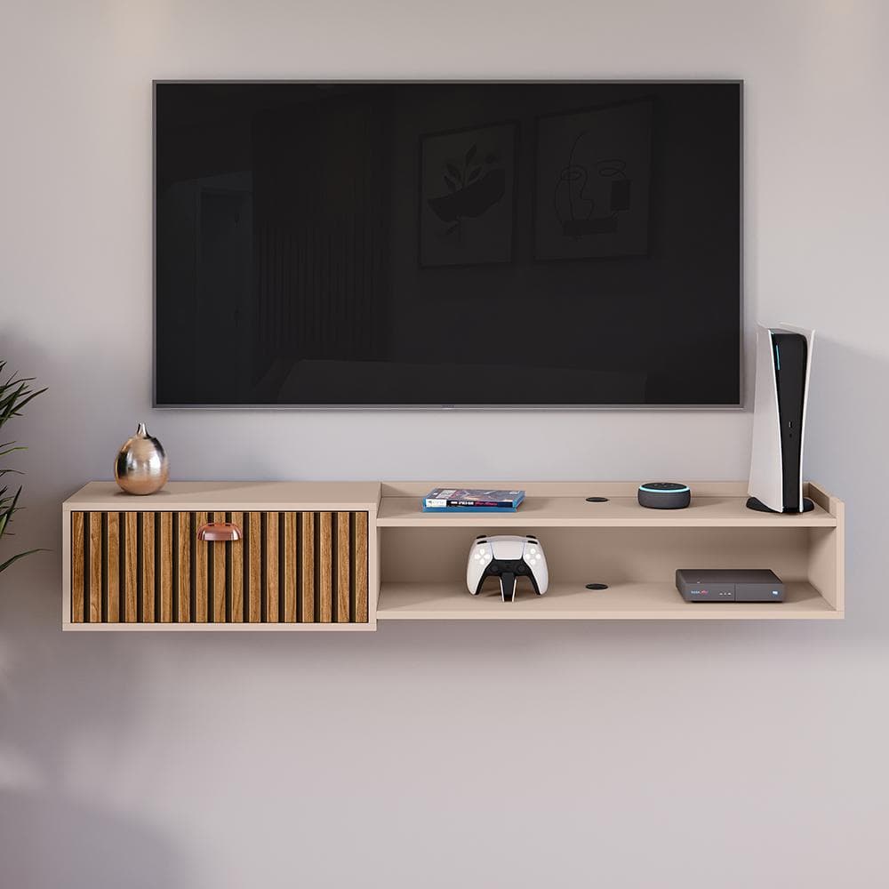 Rack Suspenso Sala Para Tv Até 55 Polegadas Home 1.50 cm Quarto Supremo Porta Nicho