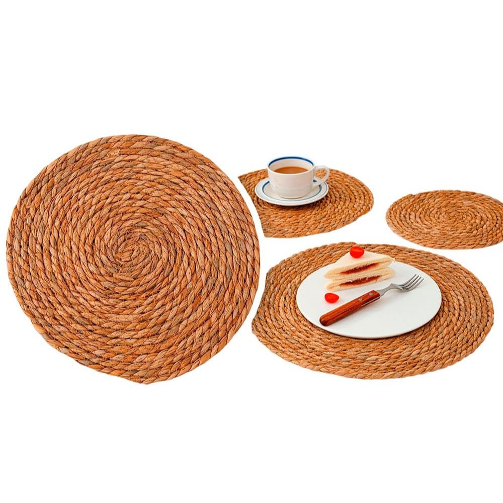 Kit 6 ou 12 sousplat Descansos de Mesa Rústico 38cm Mesa Posta Fibra Natural Luxo Artesanal Taboa