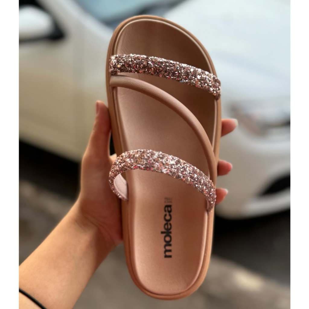 Sandalia moleca Brilho 5469.121 flatform original