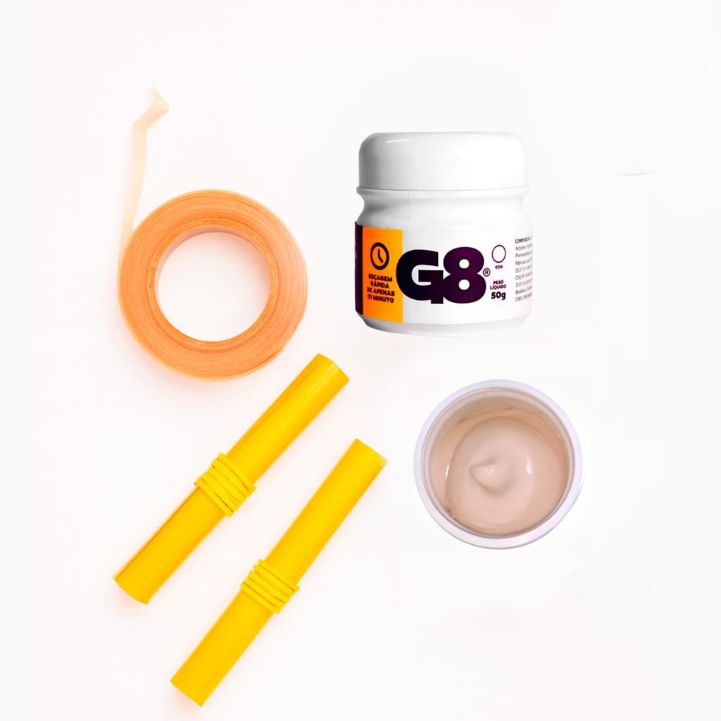 Kit Profissional para Mega Hair com Cola G8, Papel Térmico e Pano Nanopele – Aplicação e Manutenção Completa