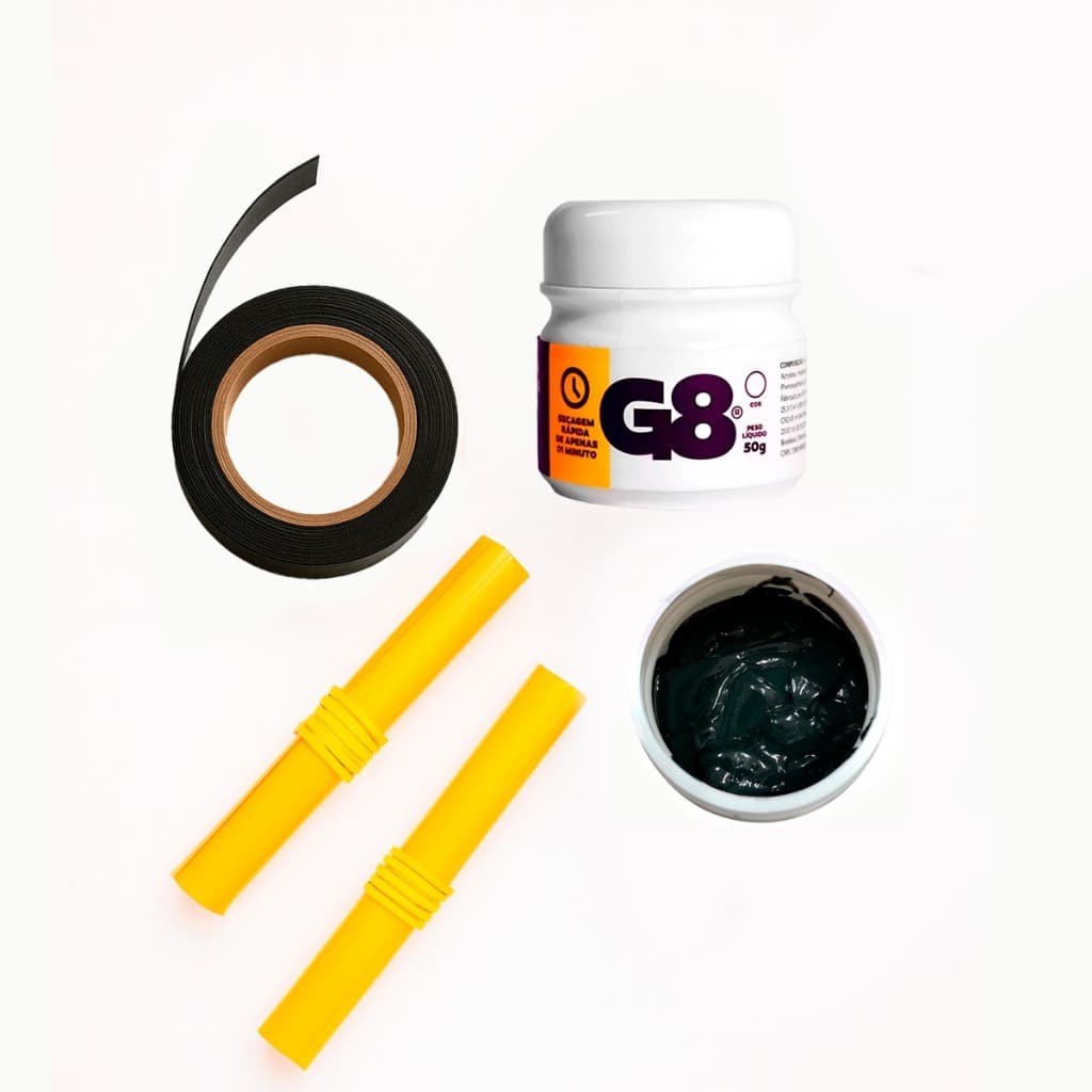 Kit Profissional para Mega Hair com Cola G8 Preta, Papel Térmico e Pano Nanopele – Aplicação e Manutenção Completa