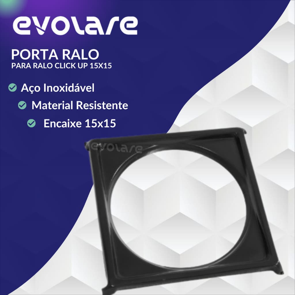 Porta Ralo / Grelha para Ralo Click Up 15x15 Preto em Aço Inox