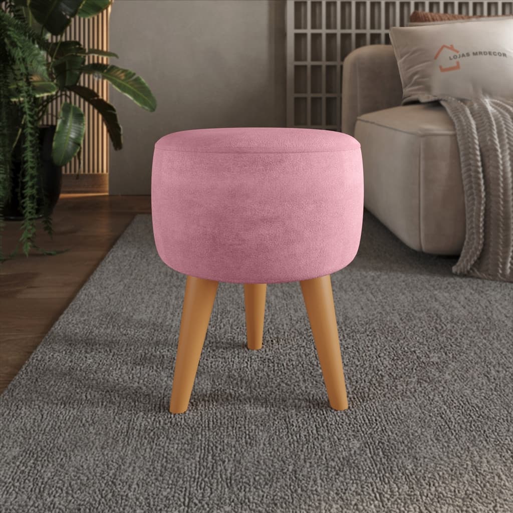 Puff Redondo Pé Palito Banqueta 36x36cm Reforçada - Rosa