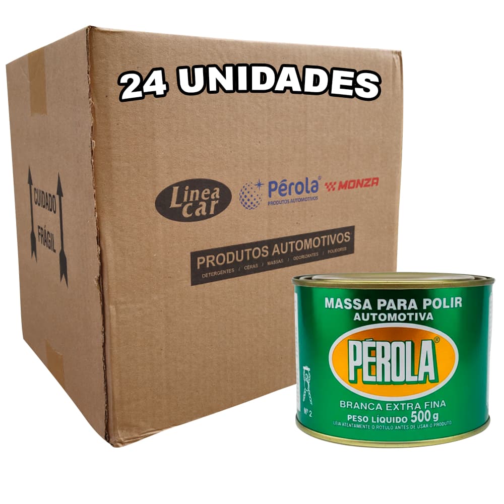 24 Unidades Massa de Polir Auto Pérola N2 Extra Fina Branca - 500g