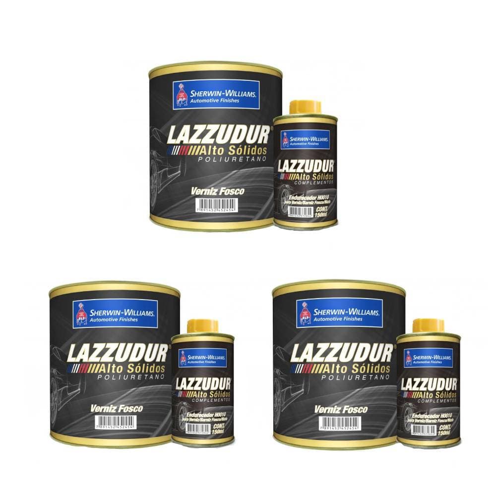 Verniz Automotivo Pu Fosco Vf001 Endurecedor Lazzudur c/ 3un