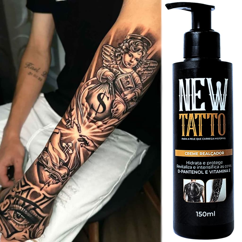 New Tatto | Creme Realçador 150ml - Hidrata, Protege e Realça as Cores da Tatuagem!!