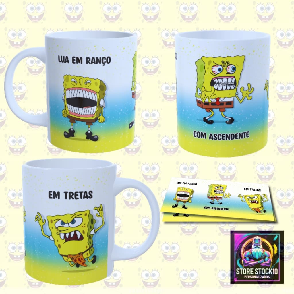 Caneca De Porcelana ou Polímero 325Ml Personalizada Frase Lua Em Ranço Com Ascendente Em Tretas