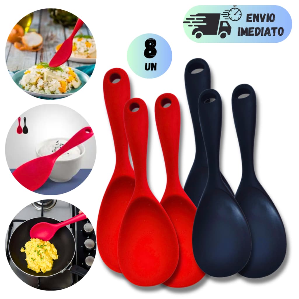 KIT 2 A 8 COLHER DE SILICONE REDONDA SERVIR GRANDE IDEAL PARA RESTAURANTE E COZINHAS ALTA TEMPERATURA
