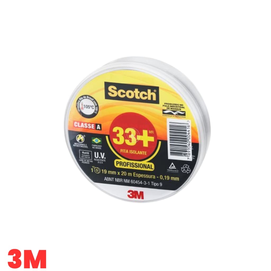 Fita Isolante Scoth 33+ Profissional 20M 3M