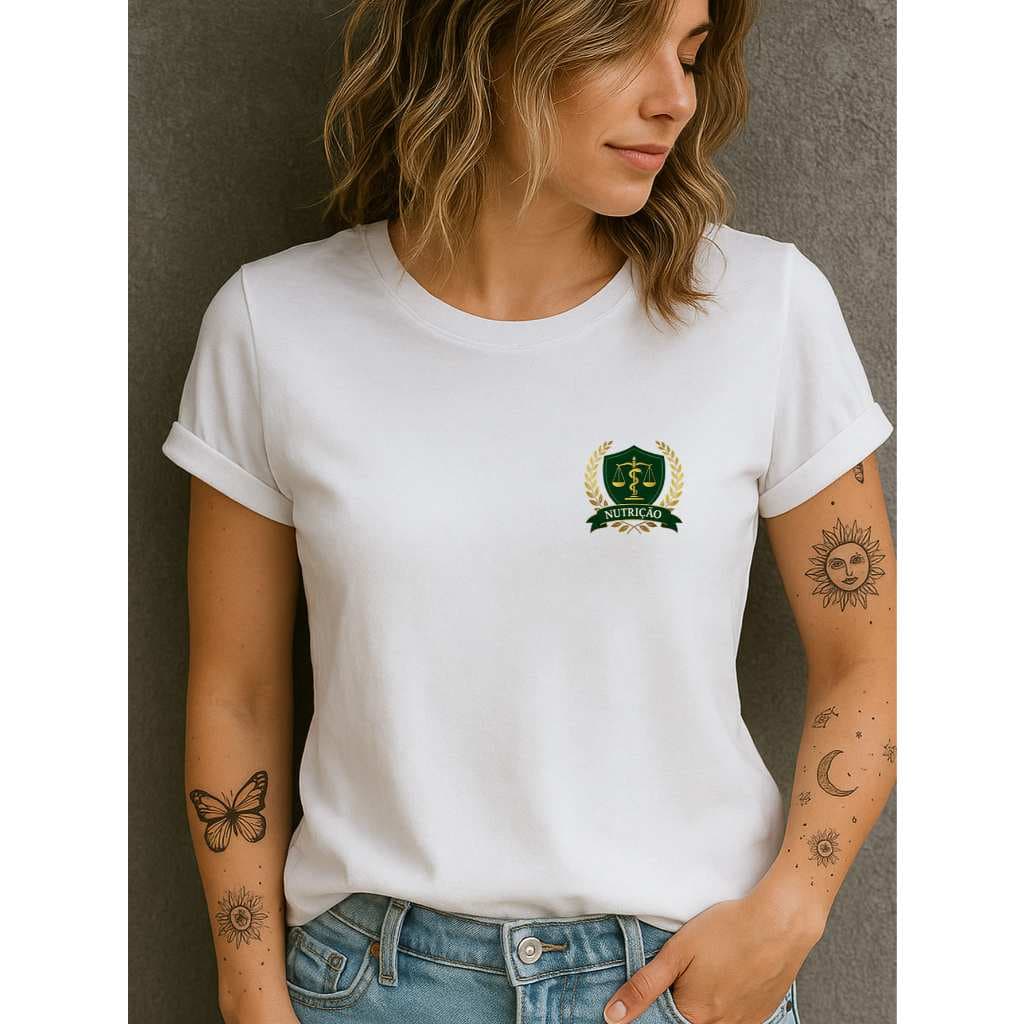 Camiseta Babylook Feminina Estampada 100% Algodão Curso Faculdade Profissão Nutrição Nutricionista
