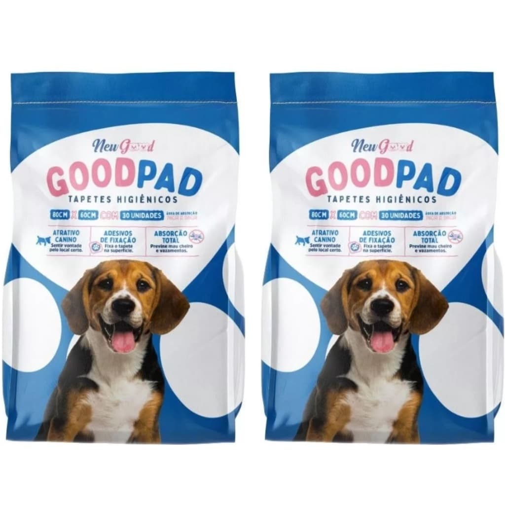 Kit 2 Pacotes 60 Uni Tapete Higienico 80x60 cm Good Pad Para Cães E Gatos Com 60 Unidades