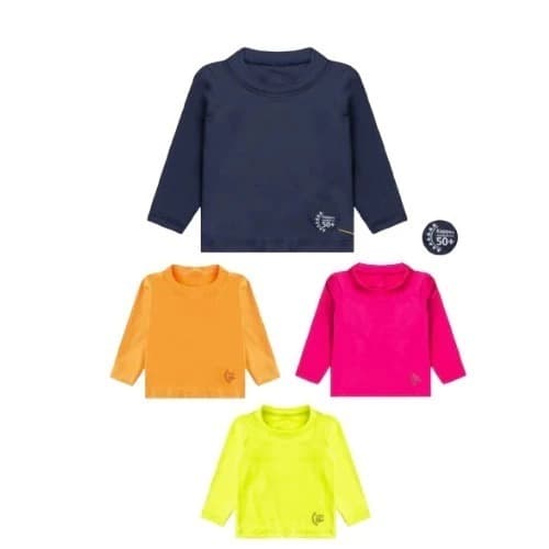 KIT 2 BLUSA TÉRMICAS UV INFANTIL SEM CAPUZ - SEGUNDA PELE - VERÃO BEBÊ MENINO E MENINA INFANTIL
