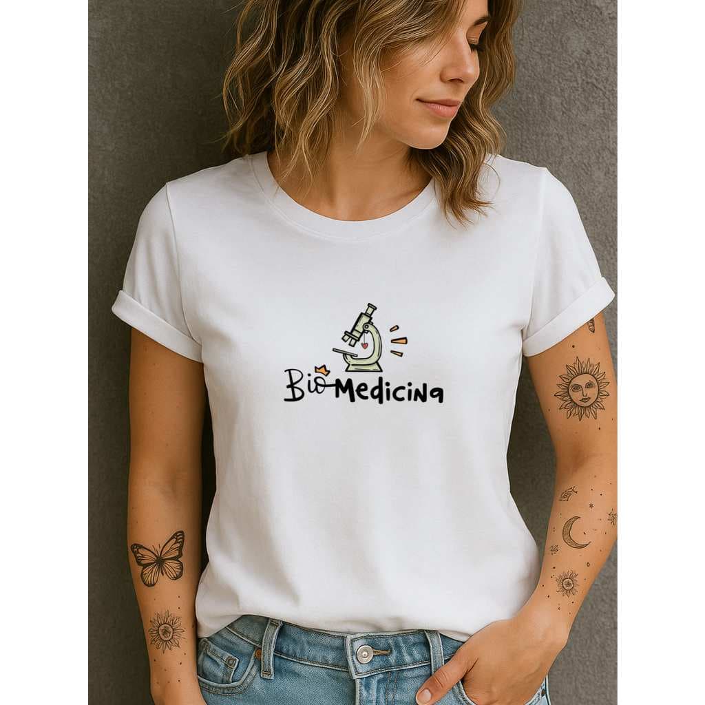 Camiseta Babylook Feminina Estampada 100% Algodão Curso Faculdade Profissão Biomedicina Saúde