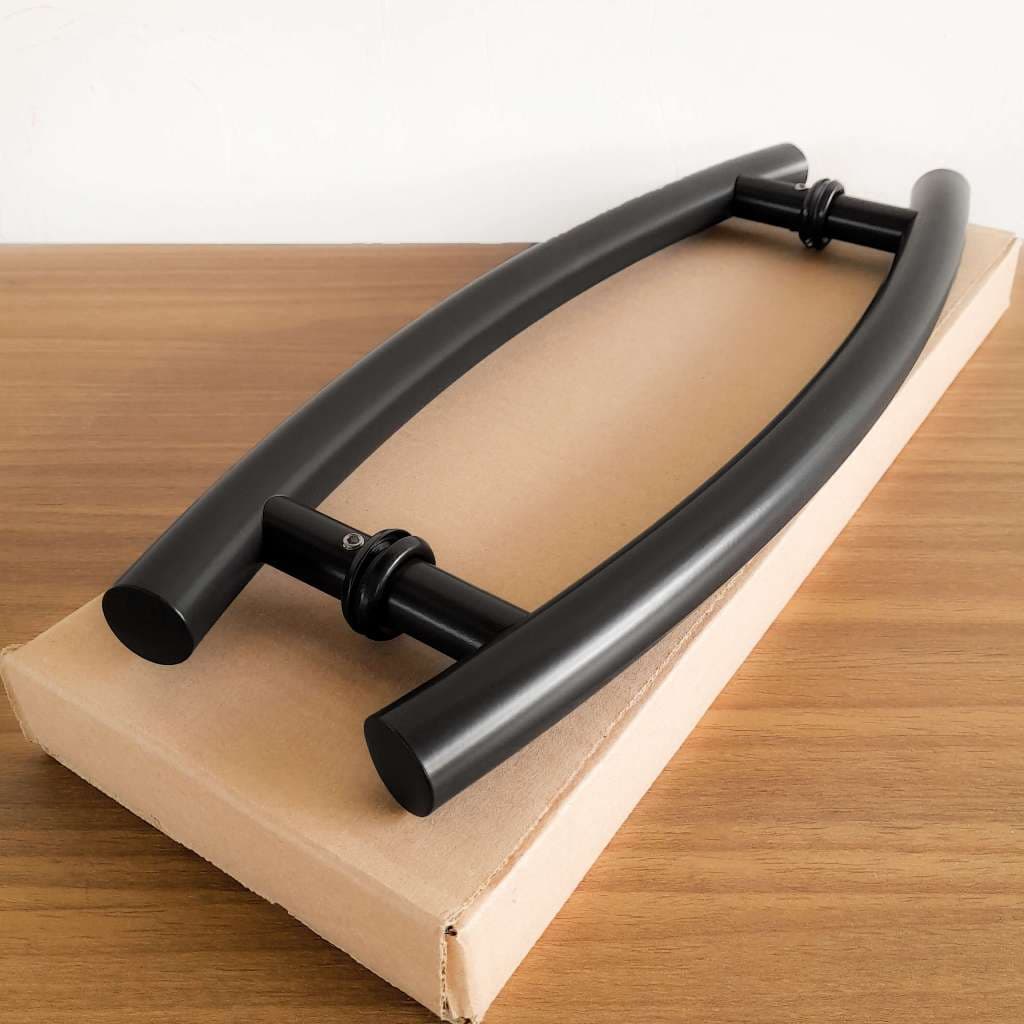 Puxador Tubular Curvo 40cm em Alumínio com 30cm entre furos - para portas de Madeira/vidro/Alumínio/Ferro