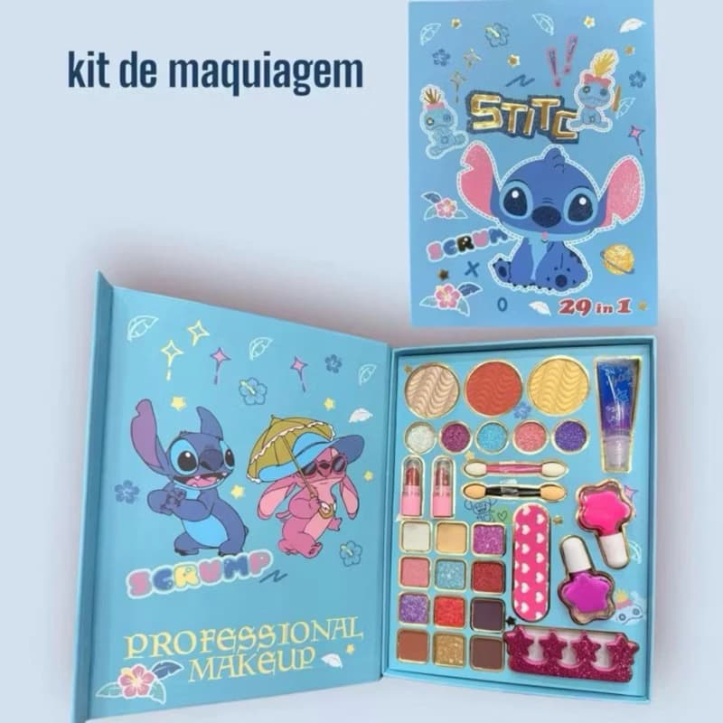 Paleta de Maquiagem Infantil Stitch, Hello Kitty ou Miweiwei Paleta de Sombras Divertido