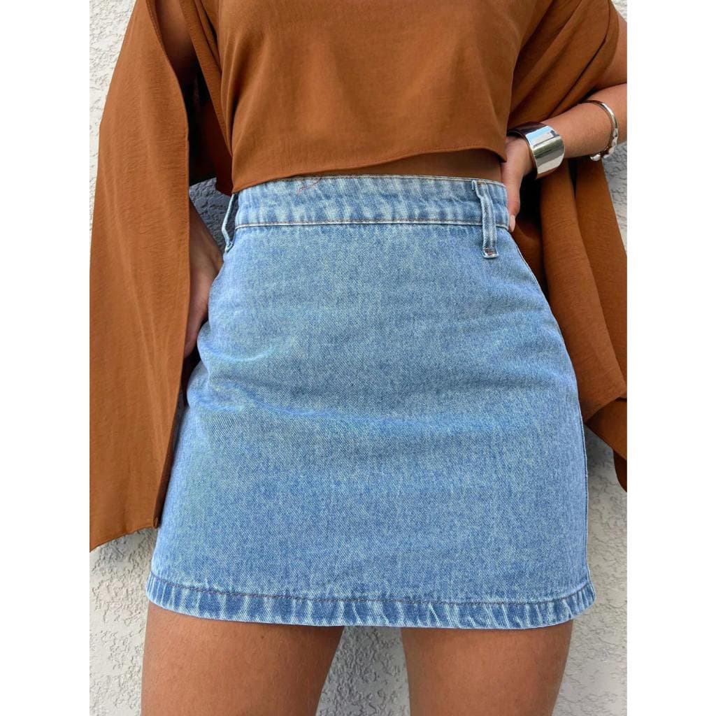 Kissmelady 8445 Saia Jeans curto Feminina Lisa saia 8445