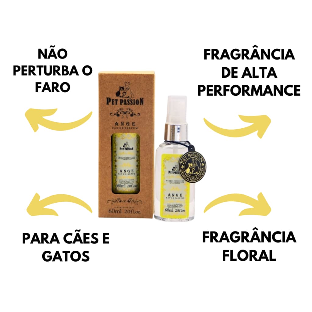 Perfume Ange 60ml Pet Passion Para Cães e Gatos Banho e tosa Perfume pet de alta fixação importado