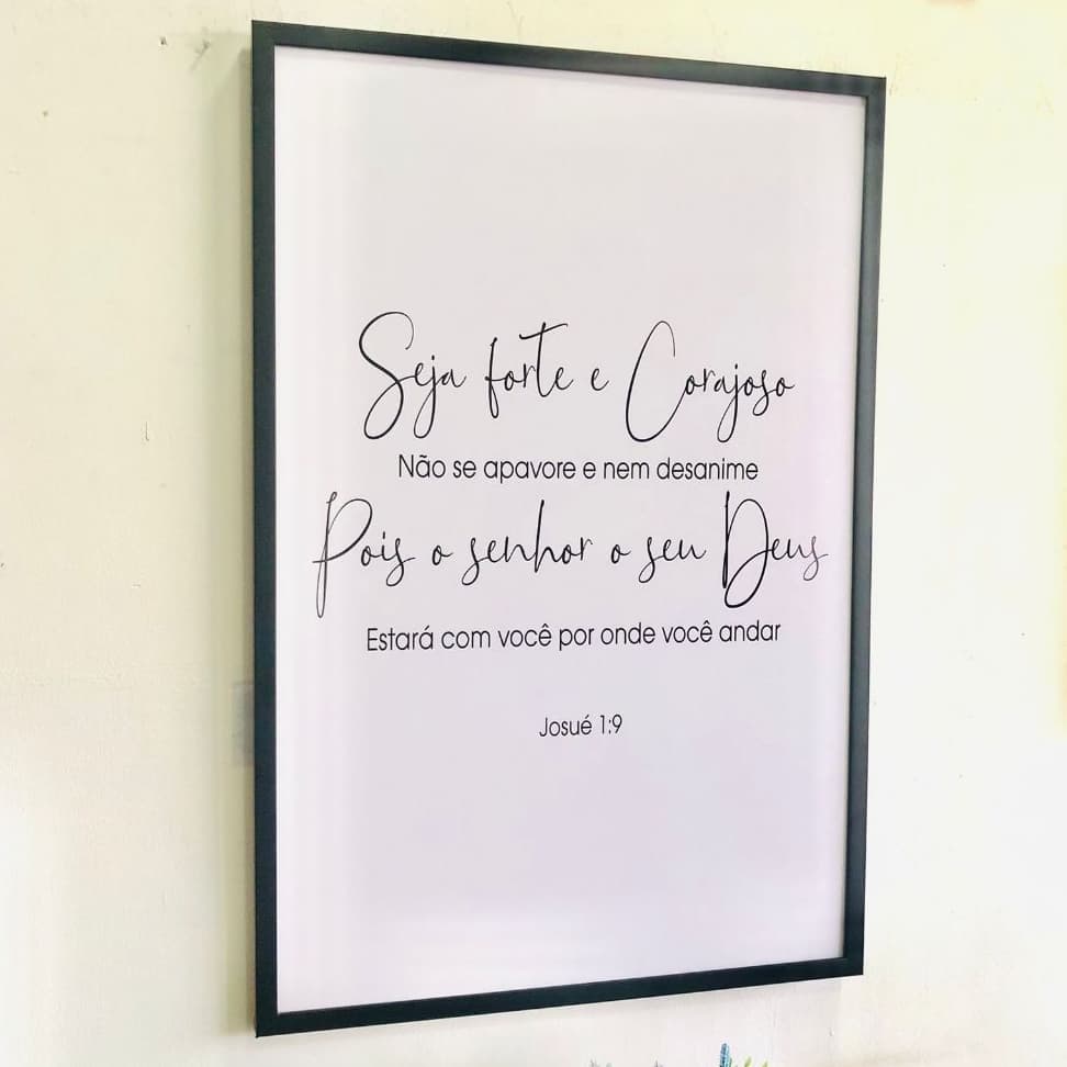 Quadro decorativo cobre caixa de luz com moldura 63x93 SEJA FORTE E CORAJOSO Josué sala/quarto/cozinha/decoração/parede