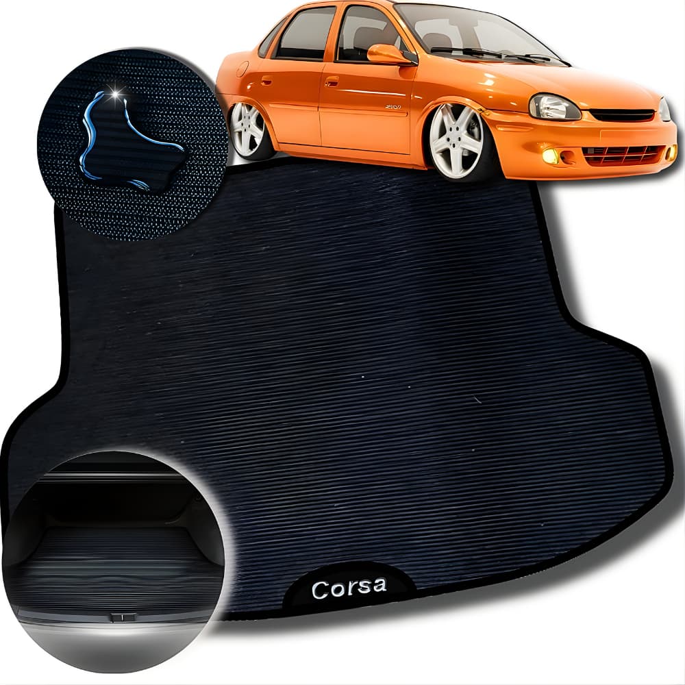 Jogo Tapete Porta Malas Corsa Classic Sedan 1996-09 Emborrachado Antiderrapante Impermeável Premium