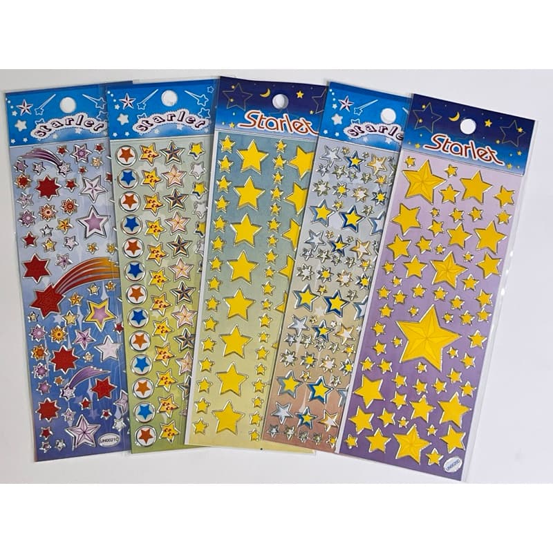 5 Cartelas de Adesivos Estrelas