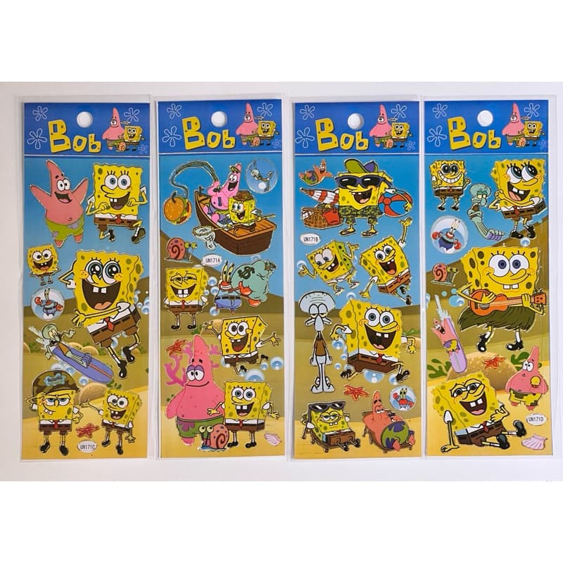 10 Cartelas Adesivos Bob Esponja infantil