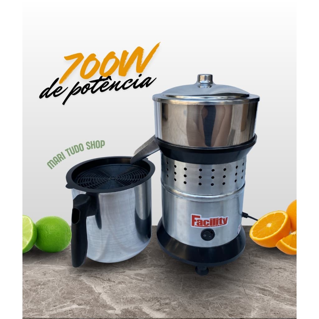 Espremedor de Sucos Laranja Limão Extrator Inox Profissional Industrial Comercial Bivolt 700 W