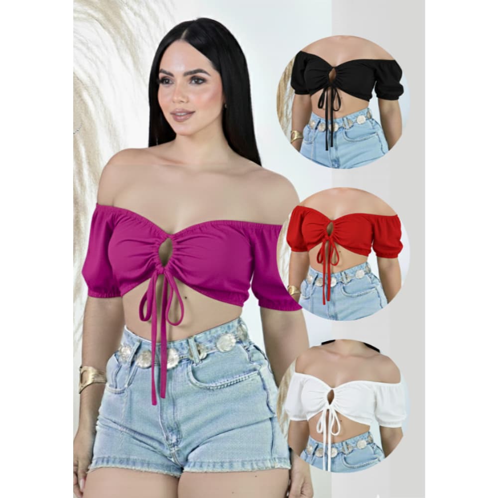 Cropped Ombro a Ombro tecido suplex Premium com Bojo C006 – Tamanho Único | Várias Cores