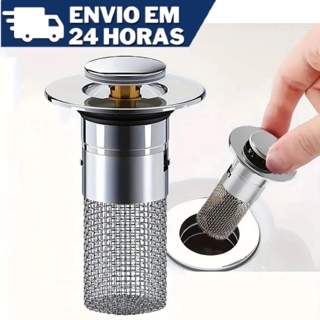 Ralo Válvula Click Pia Luxo Inteligente Inox Para Cuba Banheiro Lavatório Filtro De Ralo Anti Perdas