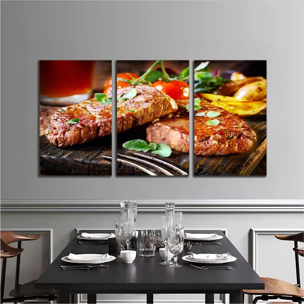 Kit 3 Quadros Decorativos Churrasco Carnes Temperos quadro para churrascaria e restaurante