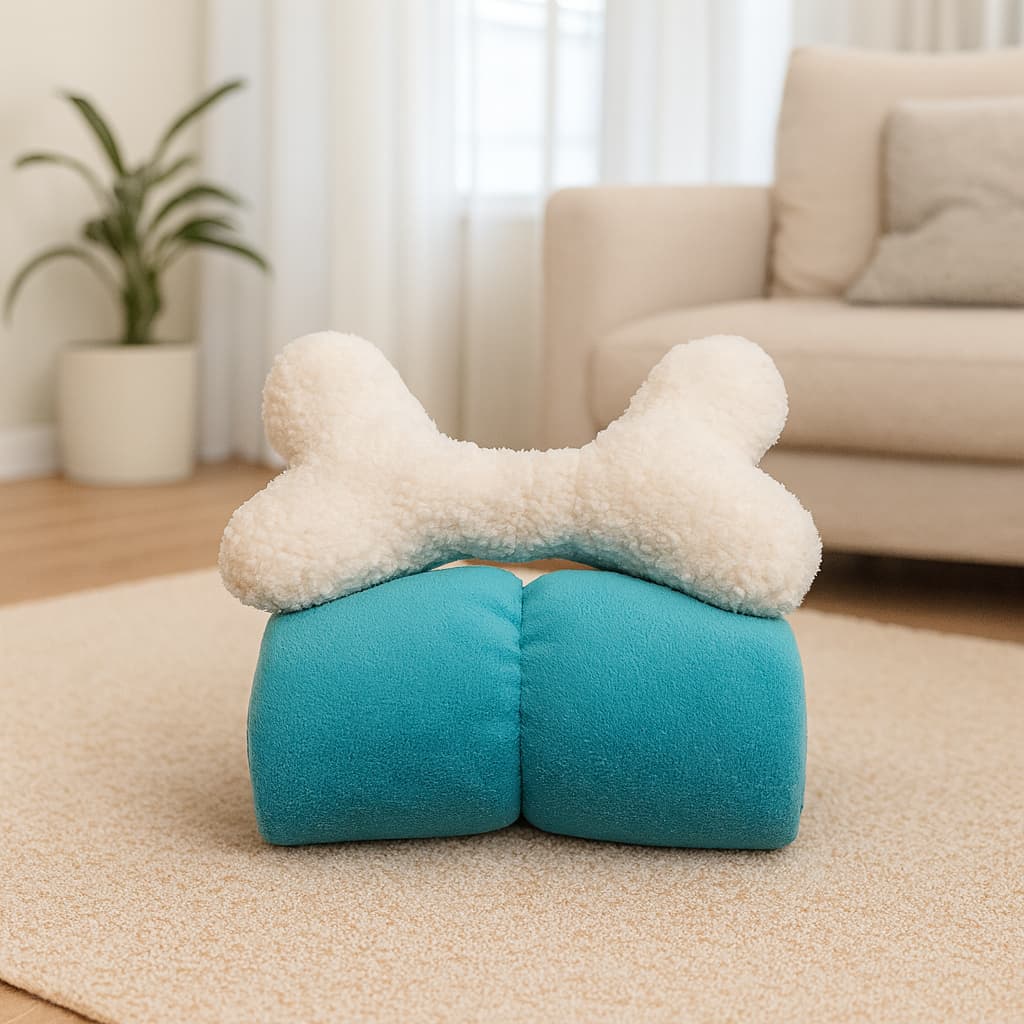 Kit Manta Soft Pet Cobertor Antifriagem Com Almofada de Ossinho Mantinha Para Cães E Gatos