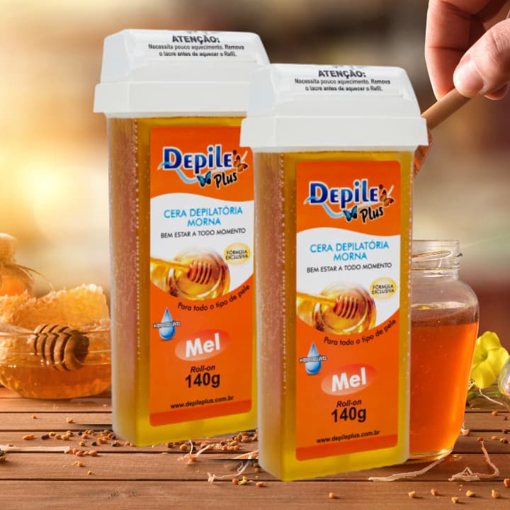Cera Depilatória Depile Plus Roll-On Mel 2x140g