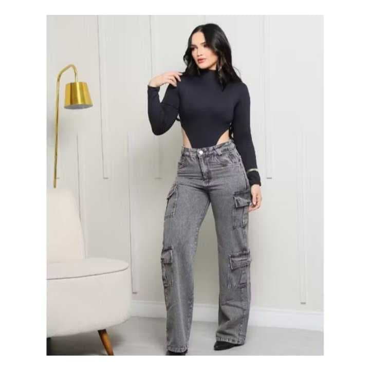Calça Cargo feminina Grafite 4 bolsos