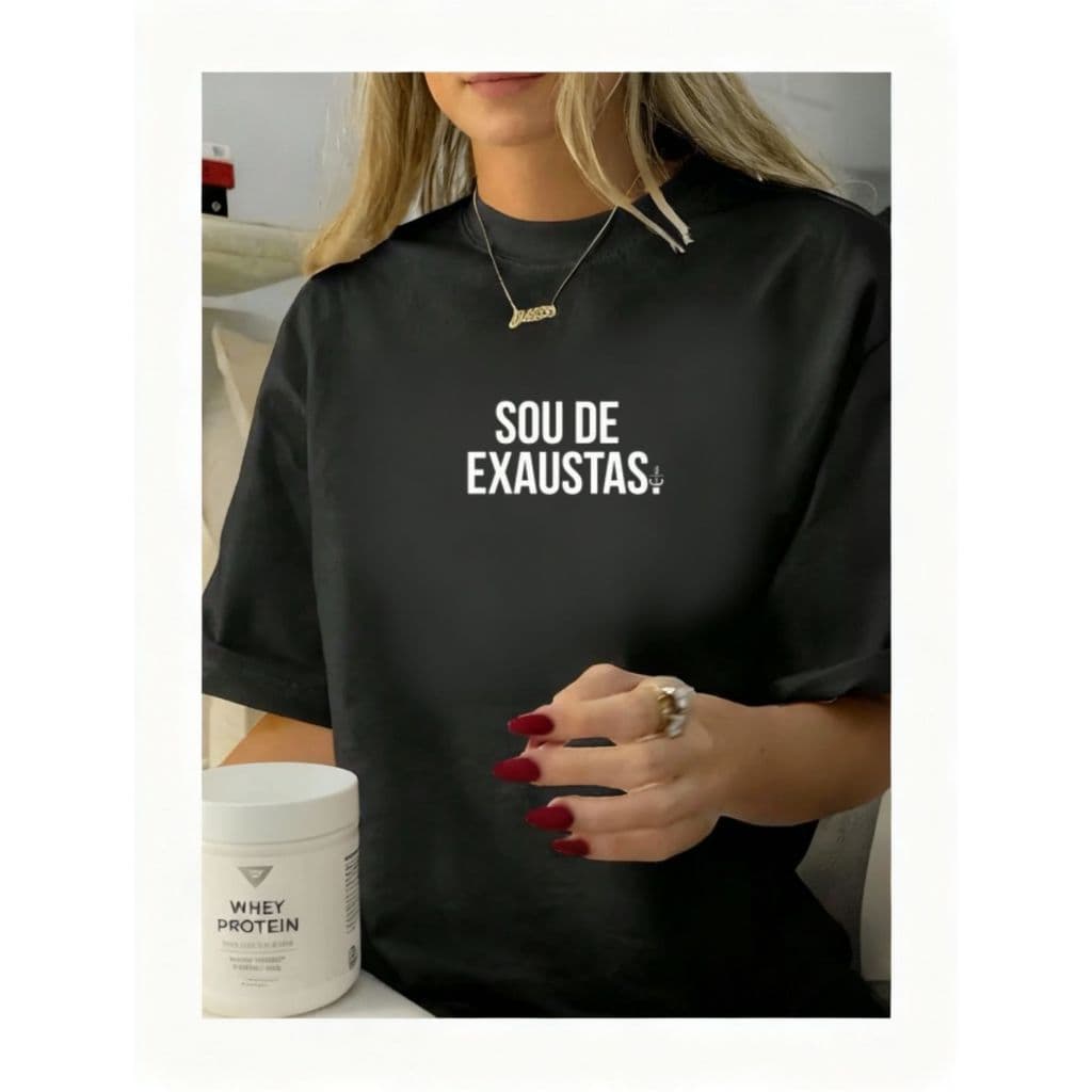 Camiseta Camisa Feminina 100% Algodão Treino Academia Musculação Fitness Oversized casual EXAUSTAS