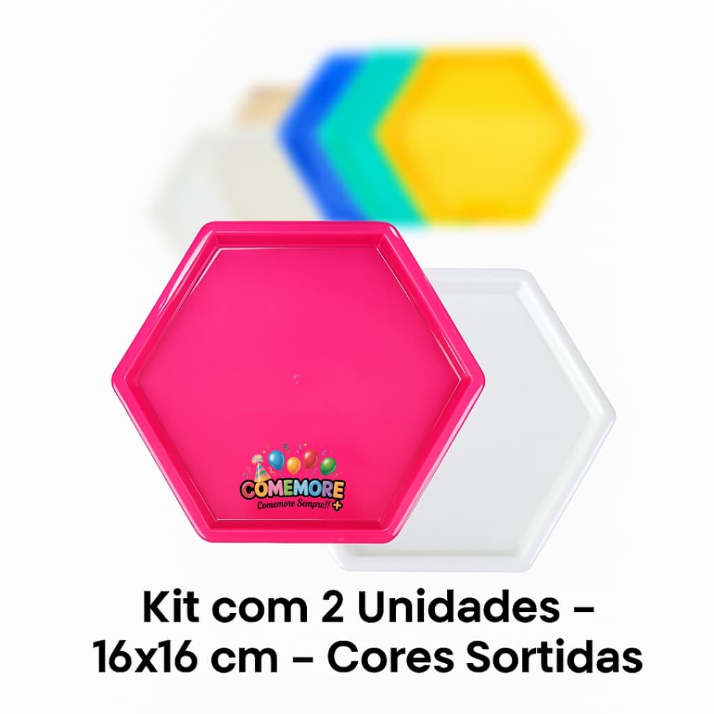 Kit 2 Bandejas Decorativa Sextavadas acrílica Dubai 16×16cm p/ decoração pegue e monte cores Variadas - Doces, Festas