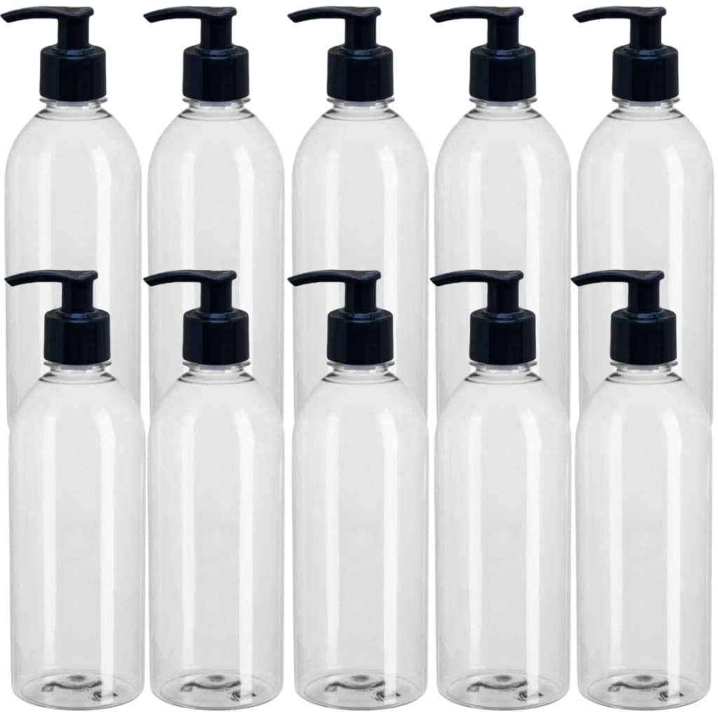 Frasco Plástico Pet Transparente Com Válvula Pump Bombear Preta 500ml