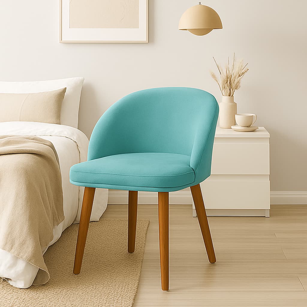 Cadeira Lua Slim Decorativa Tecido Veludo Pés Palito Sala Quarto Penteadeira