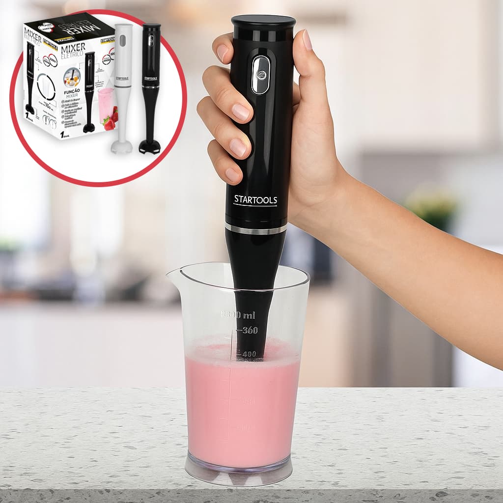 Mixer Elétrico 127V ou 220v + Copo 700ml Portátil Misturador Processador Bebida Vitamina Drink Suco Shake Fitness