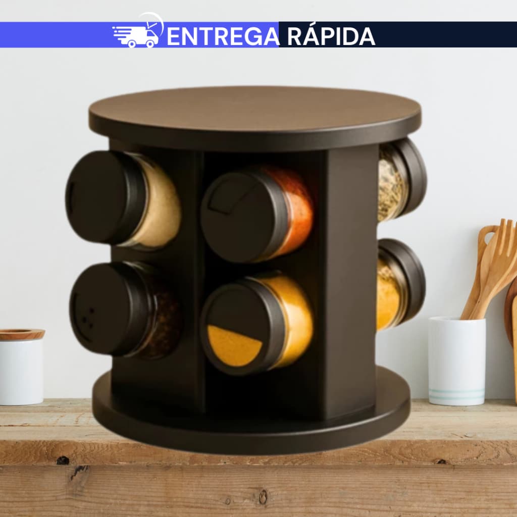 Porta Temperos Profissional Giratório 6 Potes Vidro Tampa Dosadora Condimentos PROMOÇÃO LIMITADA