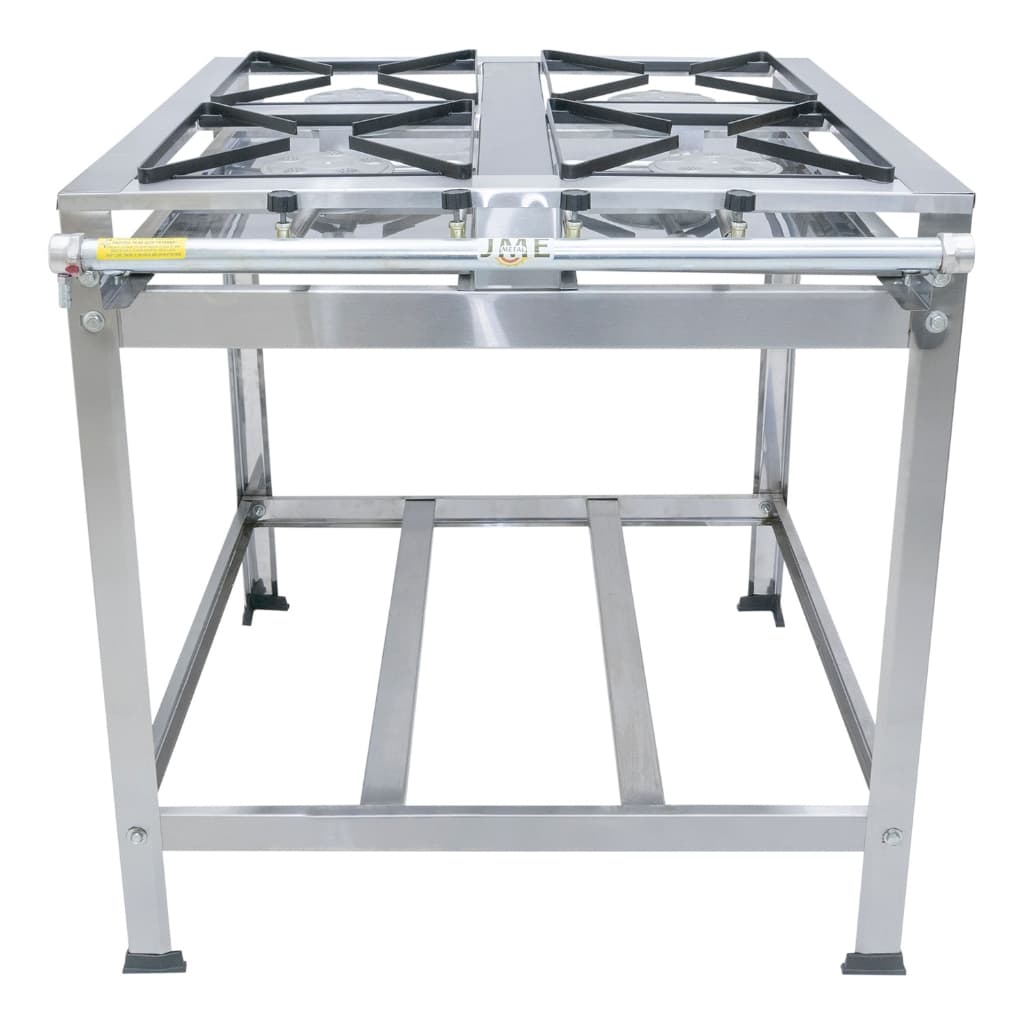 Fogão 30x30  4 Bocas Industrial Inox De Piso Com Acessórios