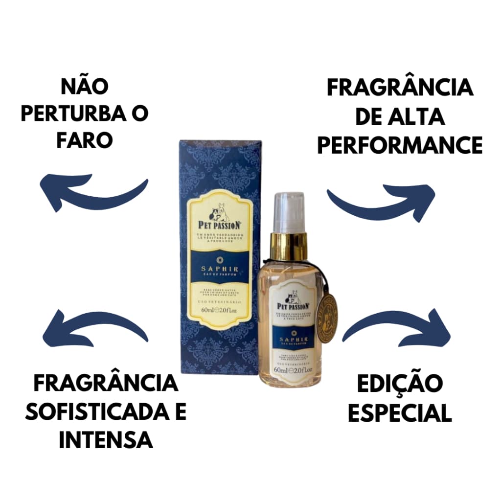 Perfume Saphir 60ml Pet Passion Para Cães e Gatos Banho e tosa Perfume pet de alta fixação importado