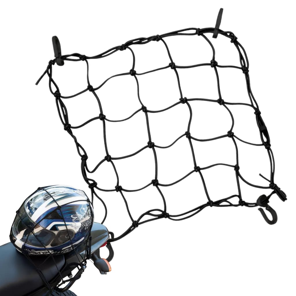 Redinha Moto Aranha Preta 35x35 Capacete Bagageiro Elástica Rede Bike