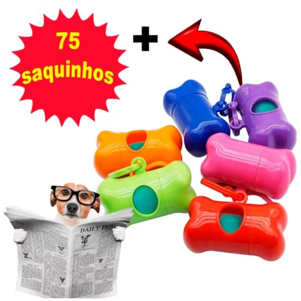 Saco Refil Cata Coco Sacolas 75 Saquinhos Biodegradável Prático Para Pet Cata Caca, Saco Lixo Pet