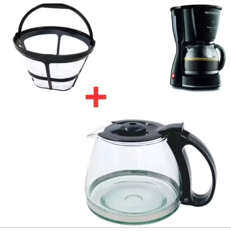 kit Jarra e Filtro Permanente Cafeteira Mondial Dolce Arome 18. ( filtro original) VIDRO REFORÇADO.