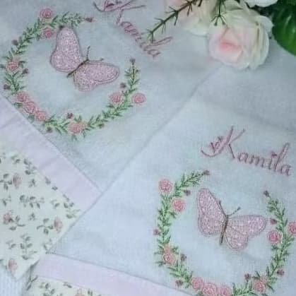 Kit Fraldas Bordadas Personalizadas com Nome – Tema Borboletas 3D, Enxoval de Bebê Menina