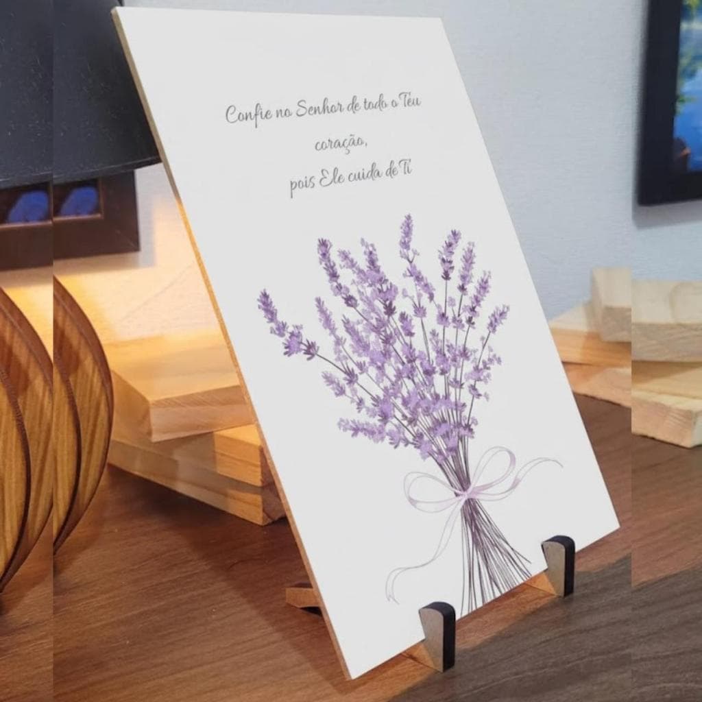 Quadrinho com Suporte Confie no Senhor de todo Coração Ele Cuida de Ti Decoração Casa
