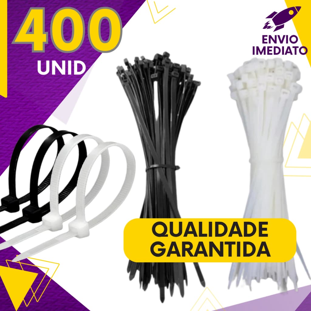 Kit 400 ou 200 un - Abraçadeira de Nylon C/ UV Cinta Plástica Fita Hellermann Enforca Gato Multiuso