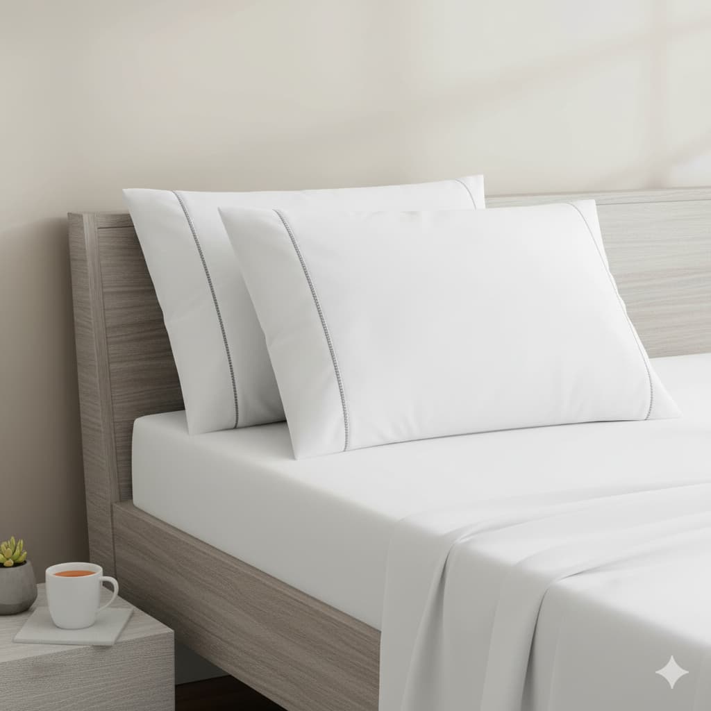 Jogo de Lençol Micro Percal 400 Fios com Ponto Palito 3 Peças Cama Casal Padrão