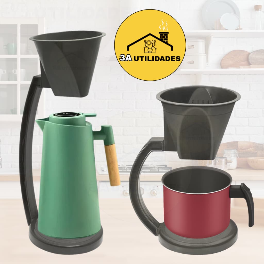 Suporte Porta Filtro Plástico 103 – Coador de Café e Chá para Garrafa Térmica, Uso Doméstico e Profissional Cafeteira