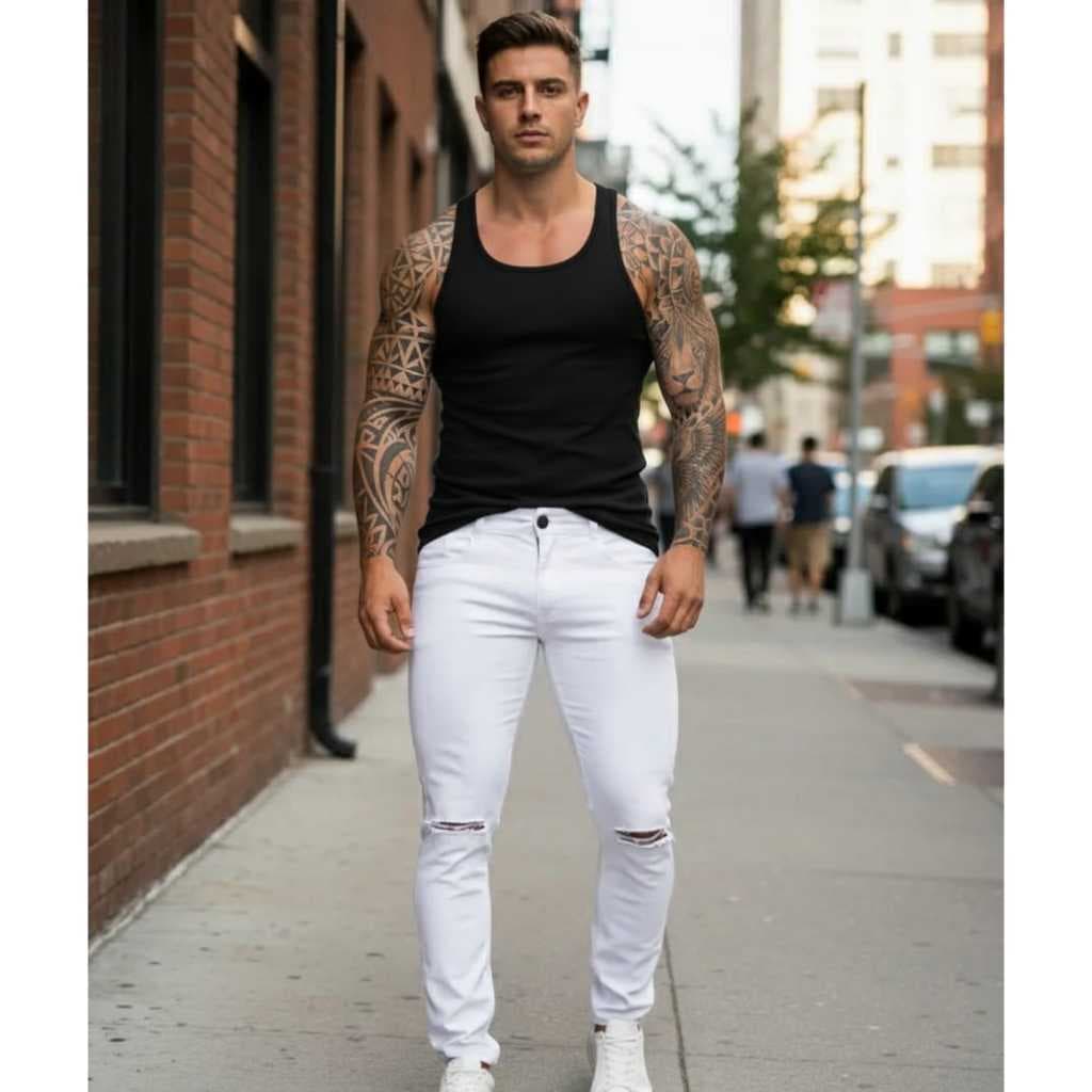 Calça Skinny Masculina Mendes Brito Rasgada Joelho